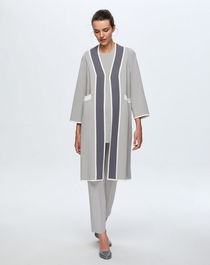 T24K-9002 Temiz Kesim Triko Hırka VİLLA-GREY - 2