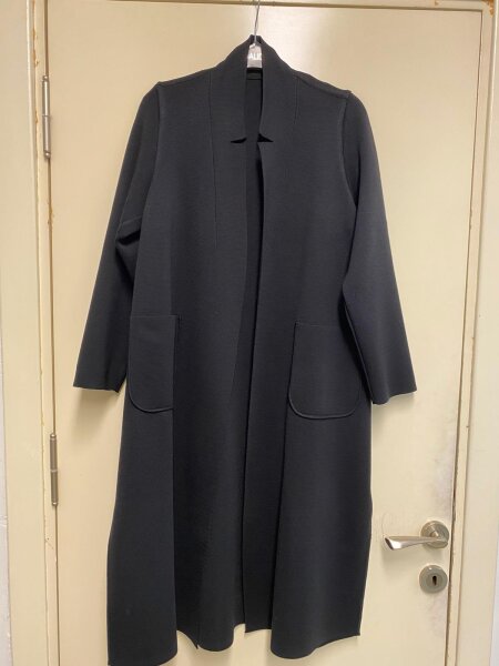 T24K-9004 Düz Renk Cepli Uzun Hırka BLACK 