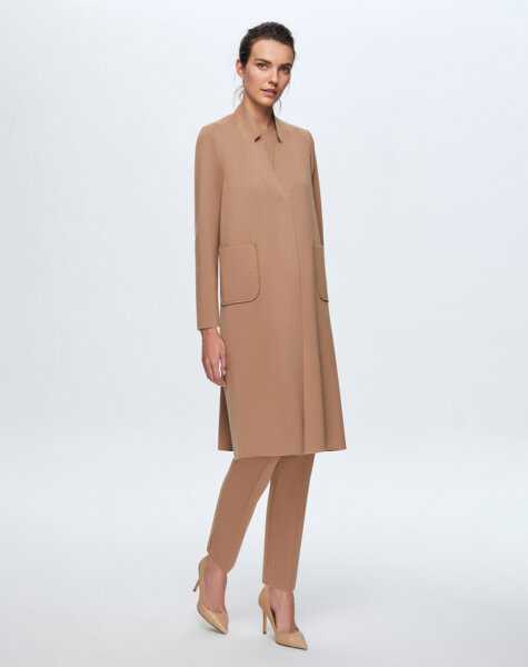 T24K-9004 Düz Renk Cepli Uzun Hırka COMO-CAREMEL - 2