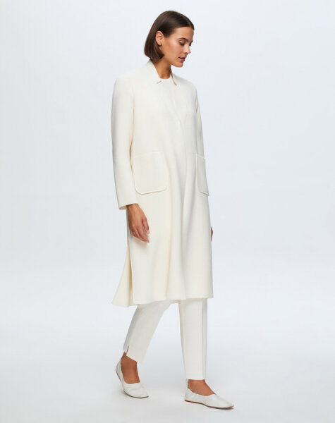 T24K-9004 Düz Renk Cepli Uzun Hırka FEDE-ECRU - 1