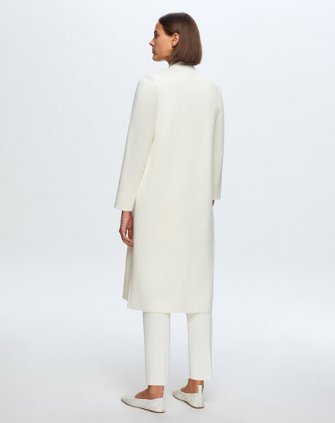 T24K-9004 Düz Renk Cepli Uzun Hırka FEDE-ECRU - 3