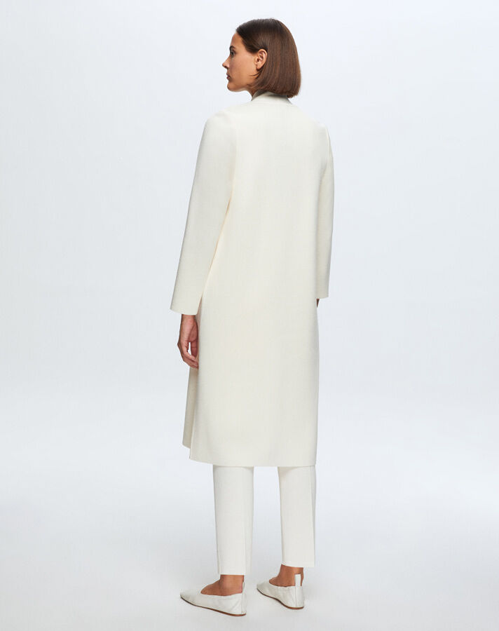 T24K-9004 Düz Renk Cepli Uzun Hırka FEDE-ECRU - 3