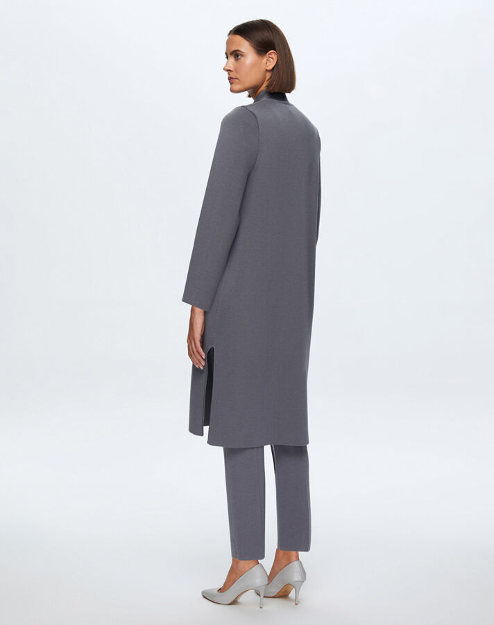 T24K-9004 Düz Renk Cepli Uzun Hırka OMERO-DARK GREY - 2