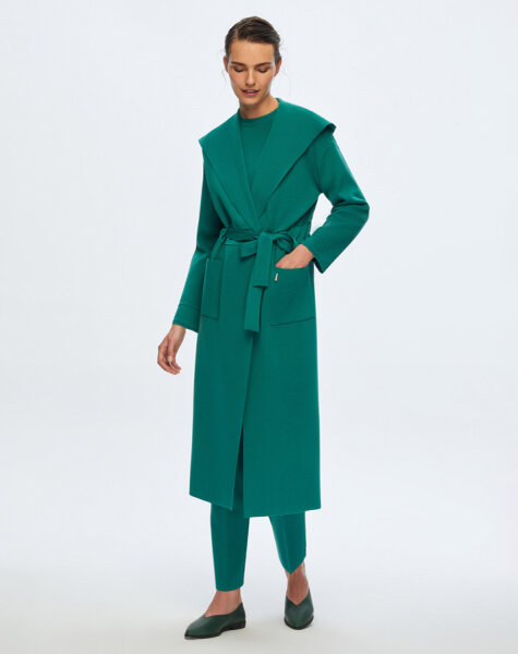 T24K-9007 Beli Kuşaklı Düz Renk Hırka IMOLA-EMERLAND 