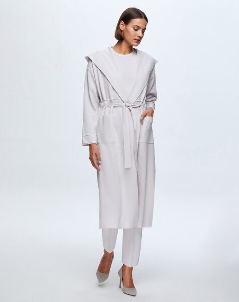 T24K-9007 Beli Kuşaklı Düz Renk Hırka RAME-BONE 