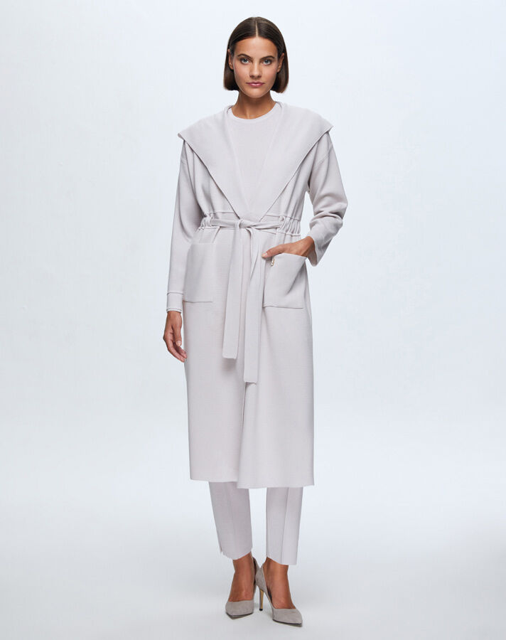 T24K-9007 Beli Kuşaklı Düz Renk Hırka RAME-BONE - 2