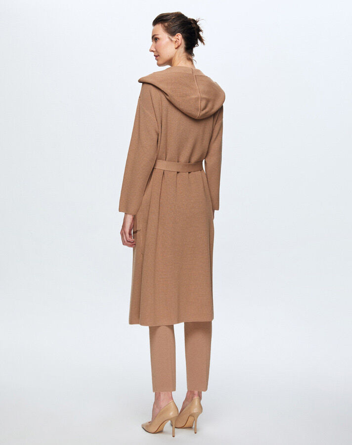 T24K-9009 Taş Şeritli Triko Uzun Hırka COMO-CAREMEL - 3