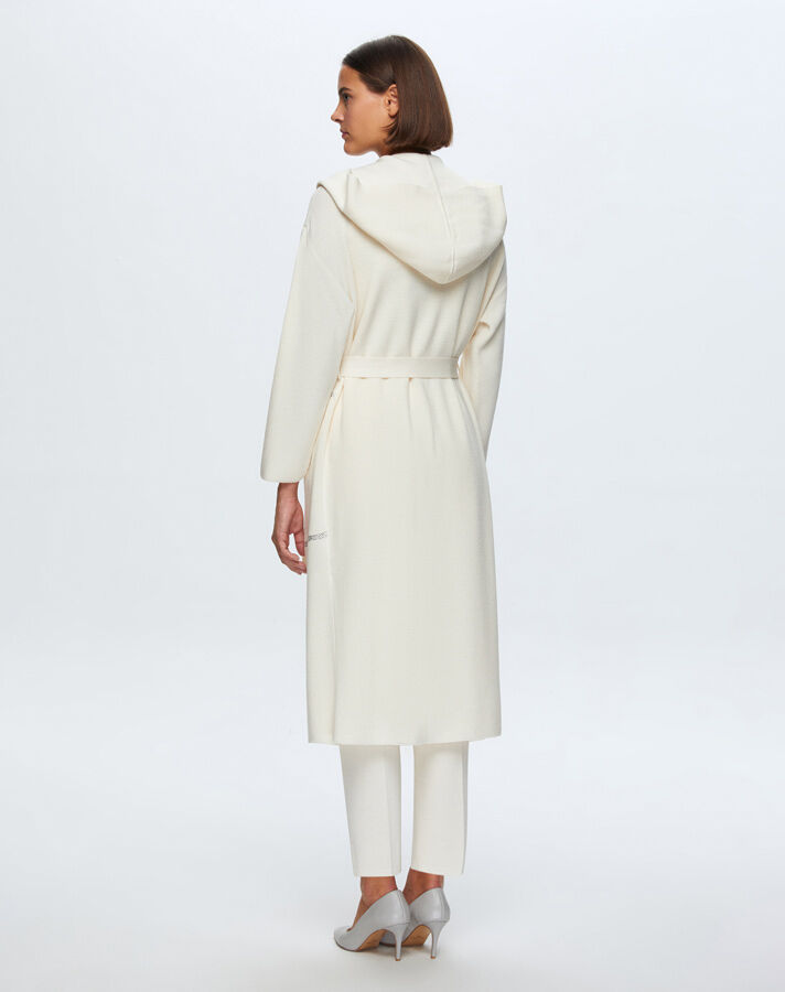 T24K-9009 Taş Şeritli Triko Uzun Hırka FEDE-ECRU - 3