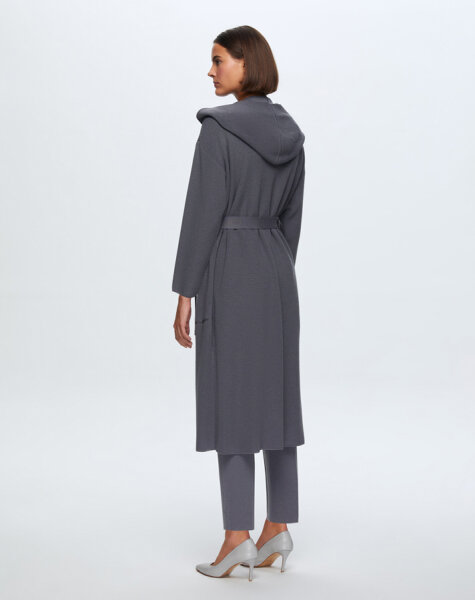 T24K-9009 Taş Şeritli Triko Uzun Hırka OMERO-DARK GREY - 3