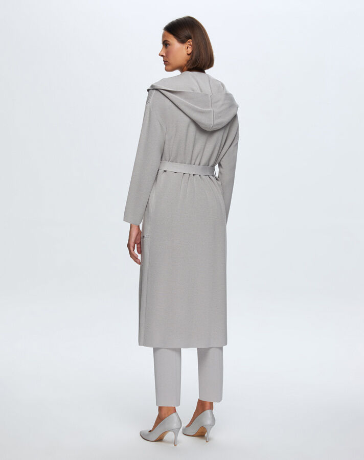 T24K-9009 Taş Şeritli Triko Uzun Hırka VİLLA-GREY - 3