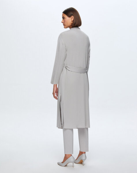 T24K-9011 Taş Detaylı Şal Yaka Uzun Hırka VİLLA-GREY - 3