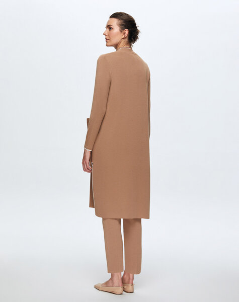 T24K-9015 Renk Şeritli Uzun Triko Hırka COMO-CAREMEL - 3