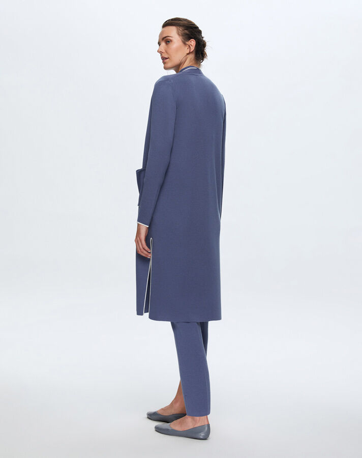 T24K-9015 Renk Şeritli Uzun Triko Hırka PENNA-DARK BLUE - 2