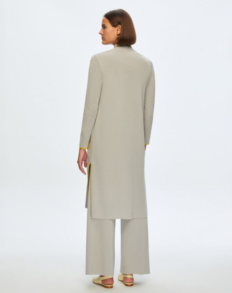 T24K-9015 Renk Şeritli Uzun Triko Hırka VİLLA-GREY - 2