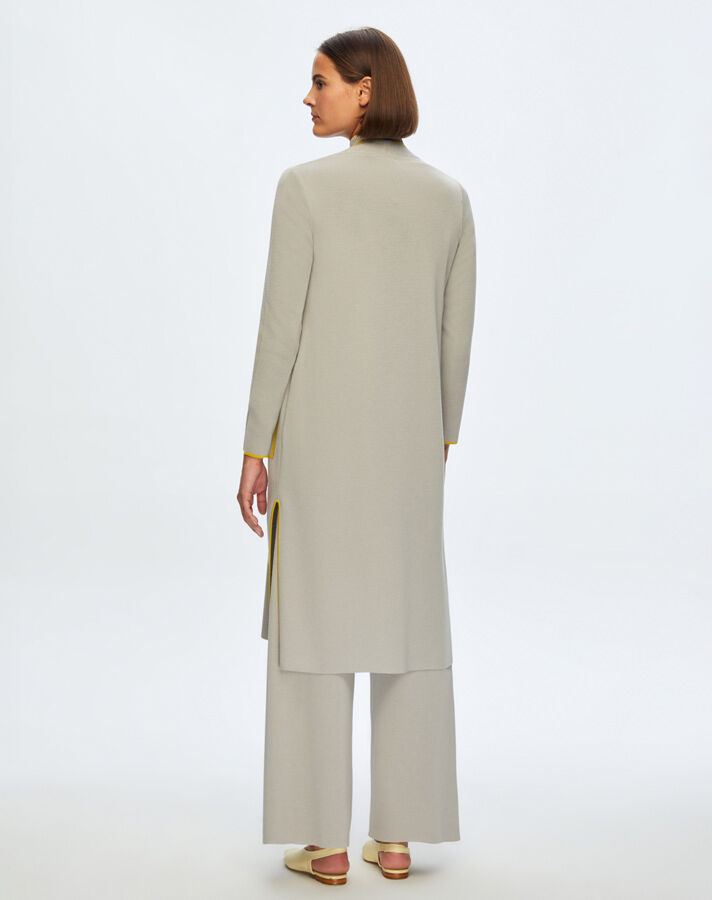 T24K-9015 Renk Şeritli Uzun Triko Hırka VİLLA-GREY - 2