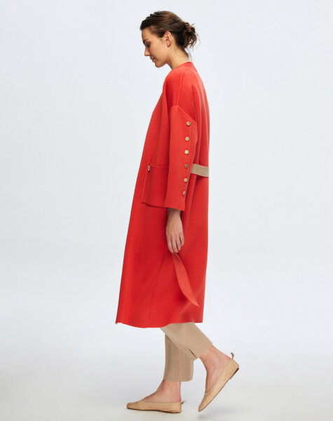 T24K-9020 Kol Üstü Düğmeli Çelik örgü Hırka ASPO-CORAL - 3