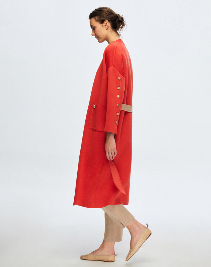 T24K-9020 Kol Üstü Düğmeli Çelik örgü Hırka ASPO-CORAL - 3