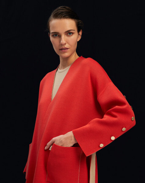 T24K-9020 Kol Üstü Düğmeli Çelik örgü Hırka ASPO-CORAL - 4