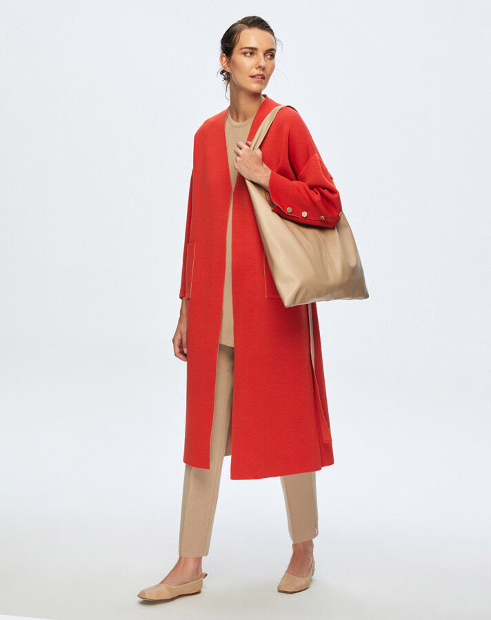 T24K-9020 Kol Üstü Düğmeli Çelik örgü Hırka ASPO-CORAL - 2