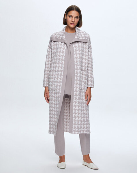 T24K-9023 Kaz Ayağı Desenli Kapitone Hırka TERRA-MİLKY - 2