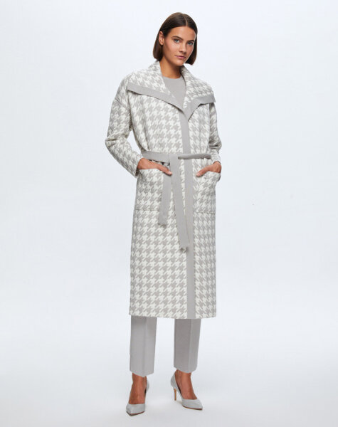 T24K-9023 Kaz Ayağı Desenli Kapitone Hırka VİLLA-GREY - 1