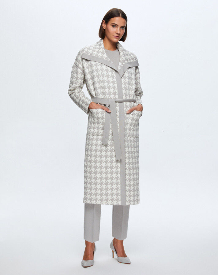 T24K-9023 Kaz Ayağı Desenli Kapitone Hırka VİLLA-GREY - 1