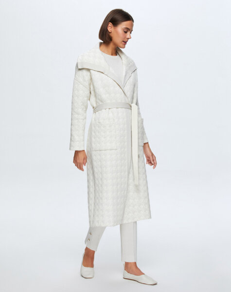 T24K-9023 Kaz Ayağı Desenli Kapitone Hırka VOLO-SMOKE 