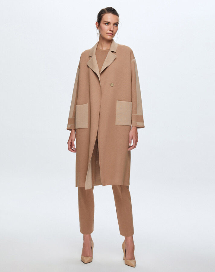 T24K-9024 Erkek Yaka Çelik Örgü Hırka COMO-CAREMEL - 1