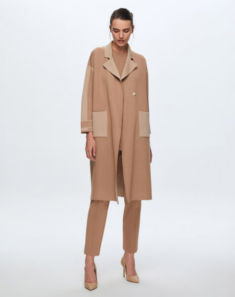 T24K-9024 Erkek Yaka Çelik Örgü Hırka COMO-CAREMEL - 2