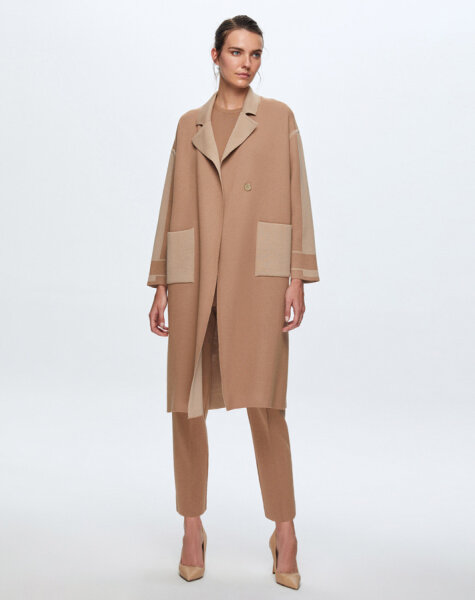 T24K-9024 Erkek Yaka Çelik Örgü Hırka COMO-CAREMEL 