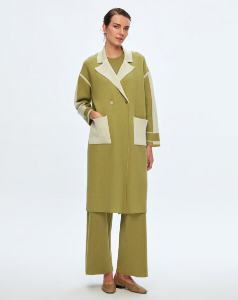 T24K-9024 Erkek Yaka Çelik Örgü Hırka FİABA-OLİVE 