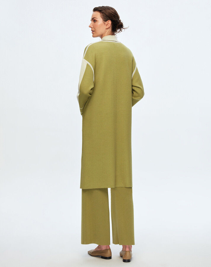 T24K-9024 Erkek Yaka Çelik Örgü Hırka FİABA-OLİVE - 3