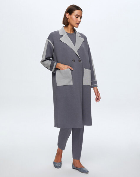 T24K-9024 Erkek Yaka Çelik Örgü Hırka OMERO-DARK GREY 