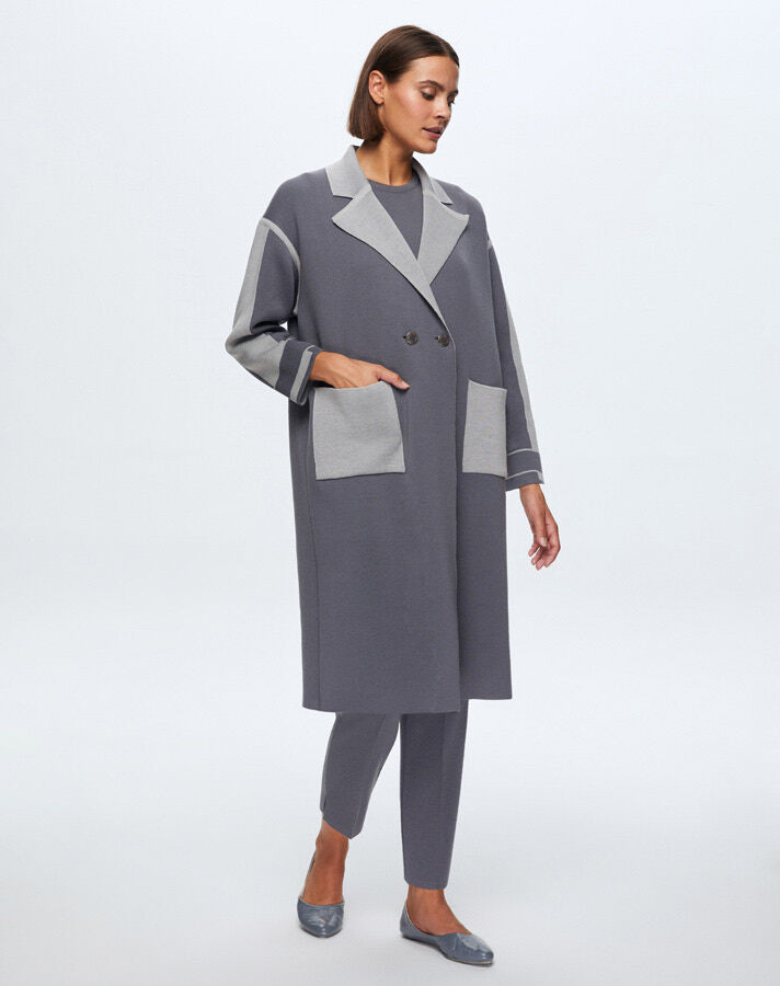 T24K-9024 Erkek Yaka Çelik Örgü Hırka OMERO-DARK GREY - 1