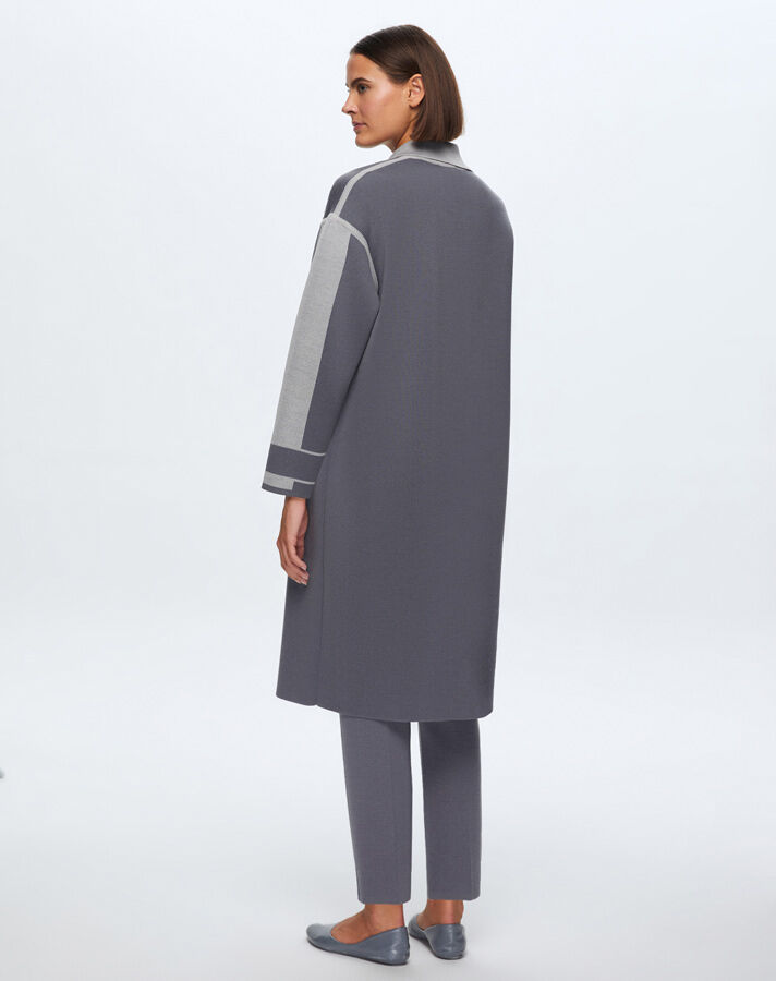T24K-9024 Erkek Yaka Çelik Örgü Hırka OMERO-DARK GREY - 2