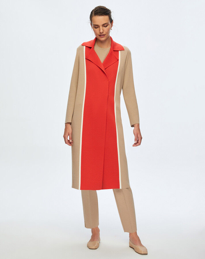 T24K-9025 İki Renkli Erkek Yaka Hırka CORO-CAMEL - 2