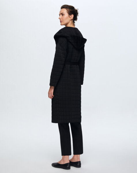 T24K-9026 Beli Kuşaklı Kapitone Hırka BLACK - MISS DALIDA (1)