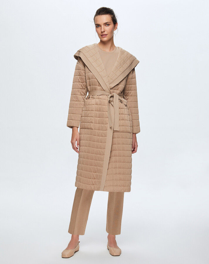 T24K-9026 Beli Kuşaklı Kapitone Hırka CORO-CAMEL - 1