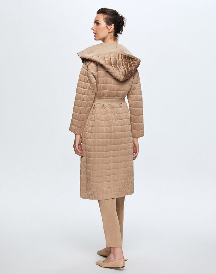 T24K-9026 Beli Kuşaklı Kapitone Hırka CORO-CAMEL - 3