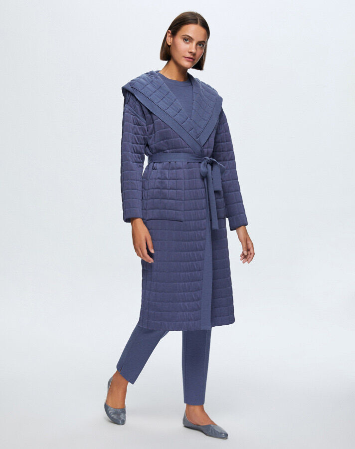 T24K-9026 Beli Kuşaklı Kapitone Hırka PENNA-DARK BLUE - 1