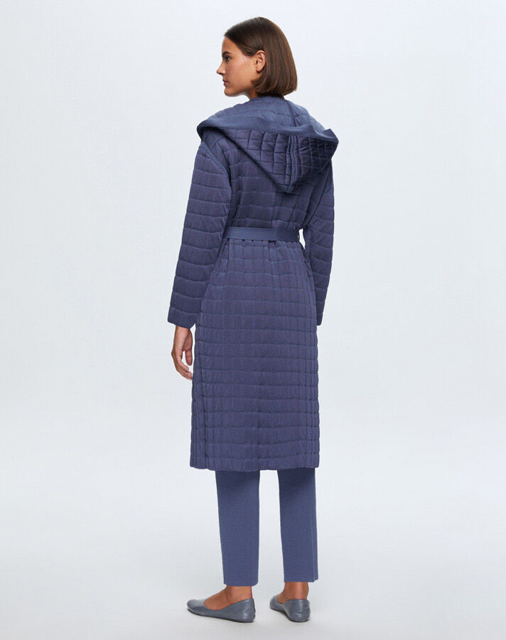 T24K-9026 Beli Kuşaklı Kapitone Hırka PENNA-DARK BLUE - 2