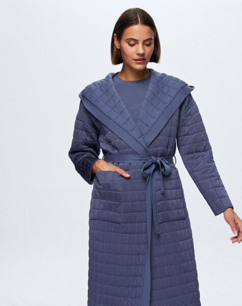 T24K-9026 Beli Kuşaklı Kapitone Hırka PENNA-DARK BLUE - 3