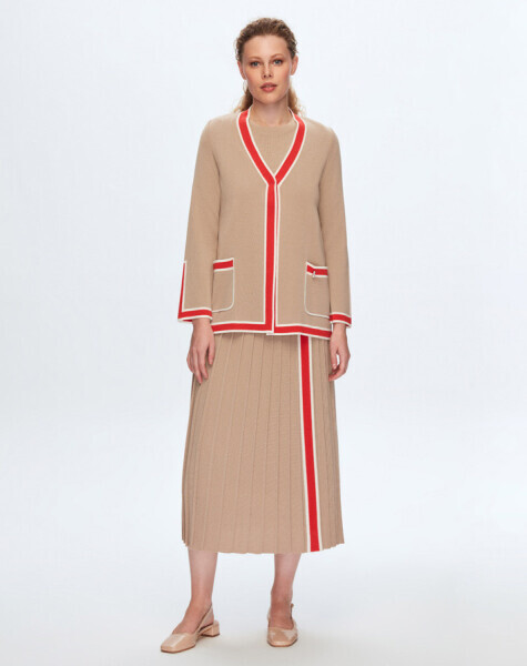 Renk Şeritli Cepli Siyah Hırka - 1