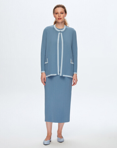 Cep Kapaklı Elagant 1236-BLUE Hırka - 3