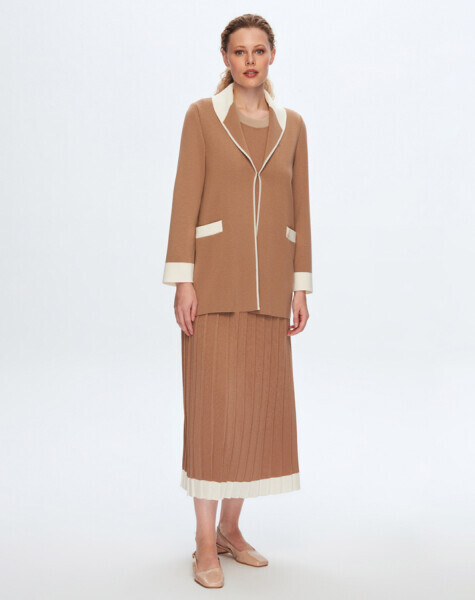 Şal Yaka İki Renkli Gri Hırka - 4