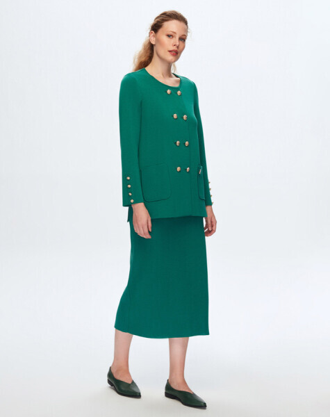 Yuvarlak Yaka Düğme Detaylı IMOLA-EMERLAND Hırka - 1