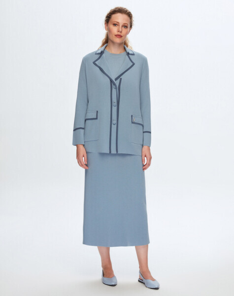 Erkek Yaka Şerit Detaylı Siyah Hırka - 5