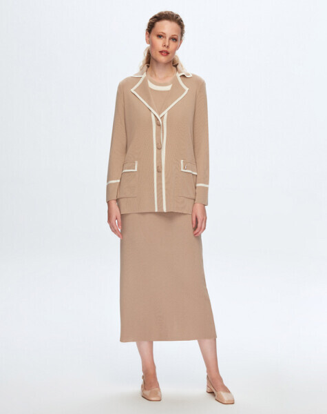 Erkek Yaka Şerit Detaylı Mavi Hırka - 3