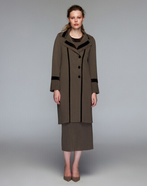 Kol Detaylı Gömlek Yaka Kahverengi Hırka - 3