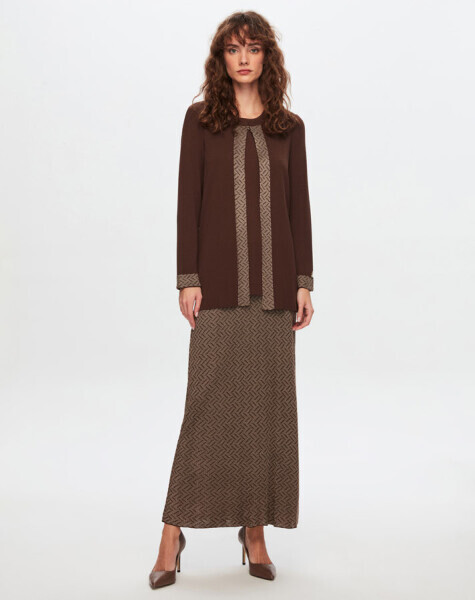 T24Y-0002 Motif Detaylı Elegant Takım 1084-CACAO 